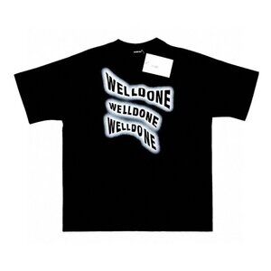 We11done Black Short-Sleeved T-Shirt With Phantom Letters